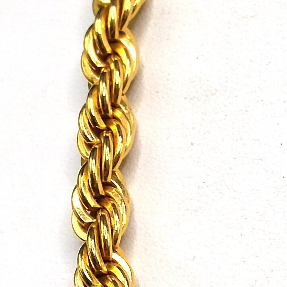 Vintage Rope Chain Necklace, Gold Plated, Lobster Clasp, 17 1/2 Inches